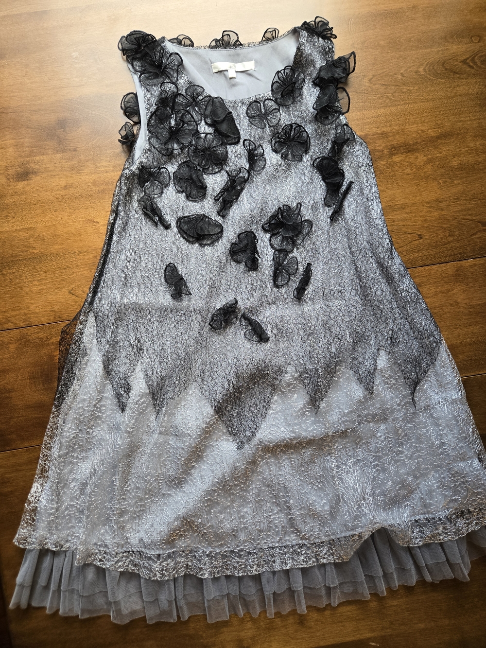 3.1 Phillip Lim Black Sheer Lace Floral Appliqué Top Dress Size 2